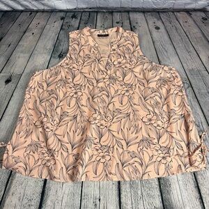 Lane Bryant 100% Cotton Tan Tank Top Tropical Floral Contrast Print Size 22